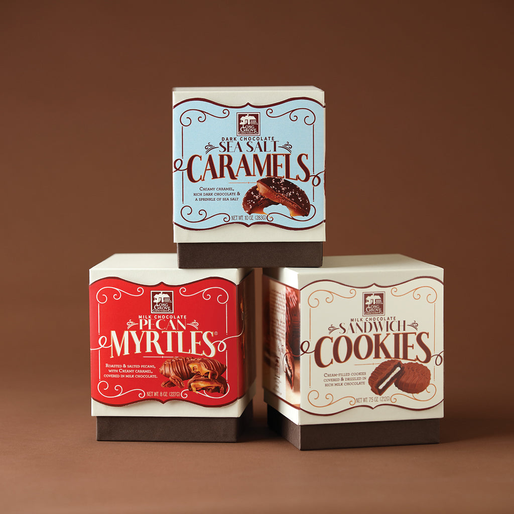 Chocolate Cube Box Trio (34 pieces) Long Grove Confectionery Co